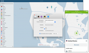 Visualisation de l'interface NordVPN sur mac et iPhone