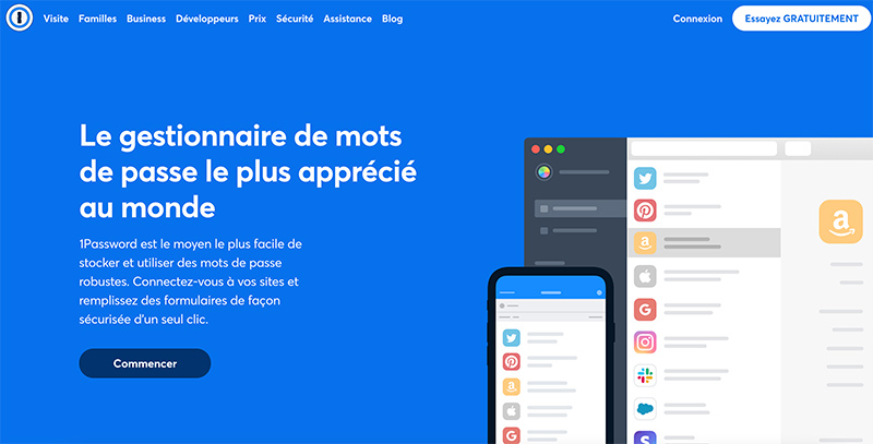 1password page d'accueil