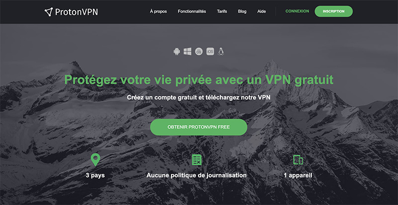 proton vpn page d'accueil